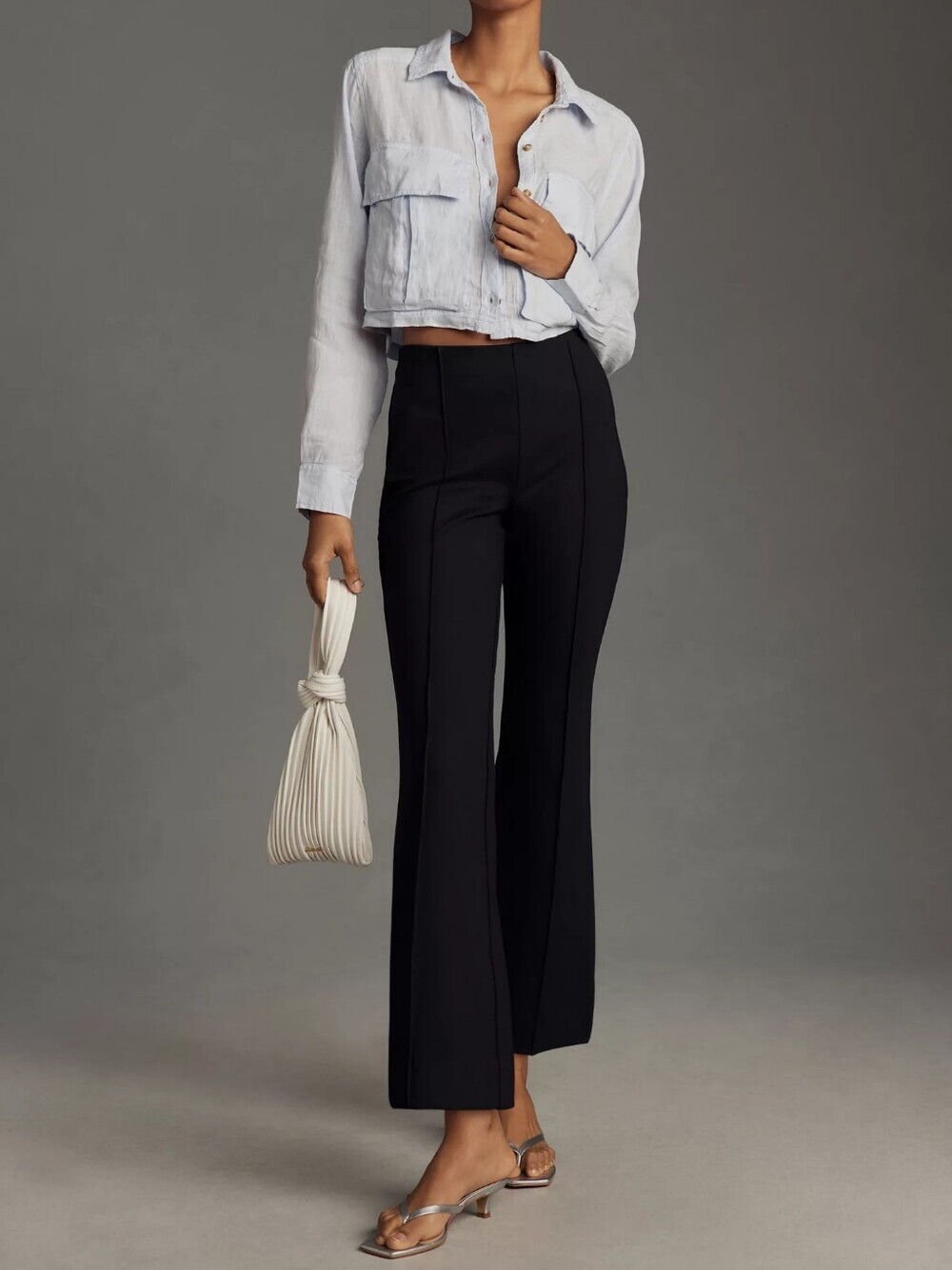 Maeve Anthropologie Margot Kick Flare Cropped Pull-On Pants Medium Chic Career